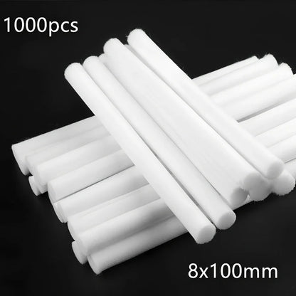 Pack of 7.5x125mm acetate fibre cotton swabs for humidifier wicks, trimmable length for stable fog output