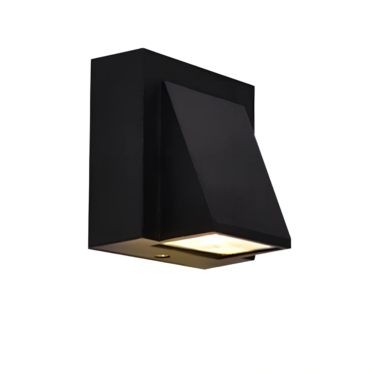 Black waterproof LED wall lamp, 80mm square glass shade, 5W warm light for courtyard walls, 220V outdoor use