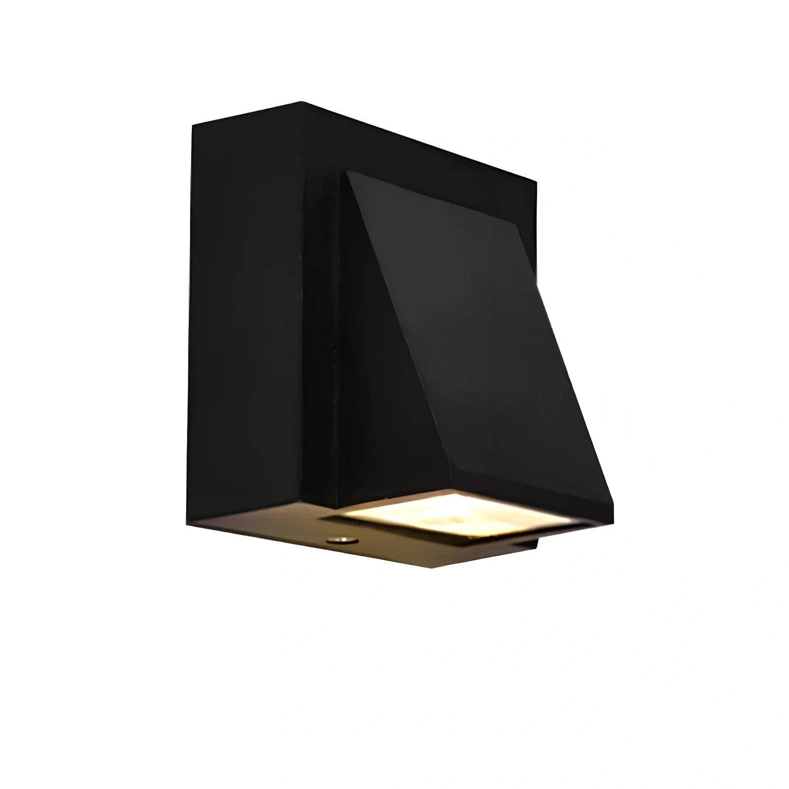 Black waterproof LED wall lamp, 80mm square glass shade, 5W warm light for courtyard walls, 220V outdoor use