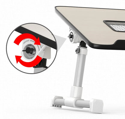 Adjustable Laptop Desk Stand in various colors, foldable design for ergonomic workspace