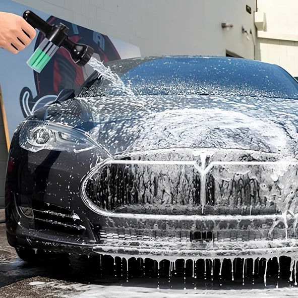 Foam kettle water gun with telescopic hose extension for car washing and garden cleaning applications