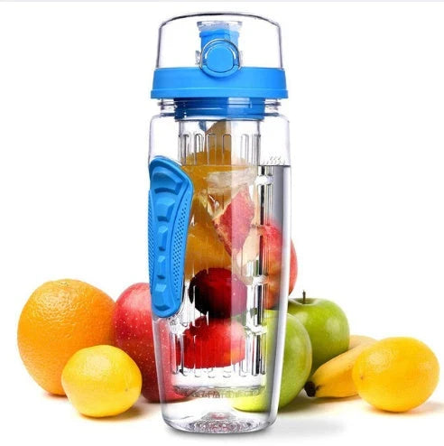 Premium fruit-infused water bottle with removable fruit holder, leak-proof design, and versatile color options for healthy hydration on the go