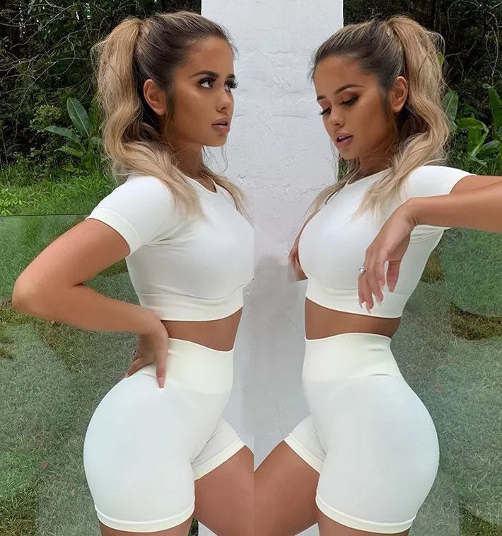 Short sleeve yoga suit in various colors for flexibility and comfort