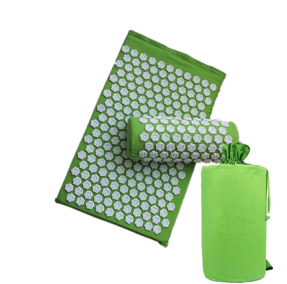 Lotus-shaped acupressure mat and pillow set in blue colour for massage therapy
