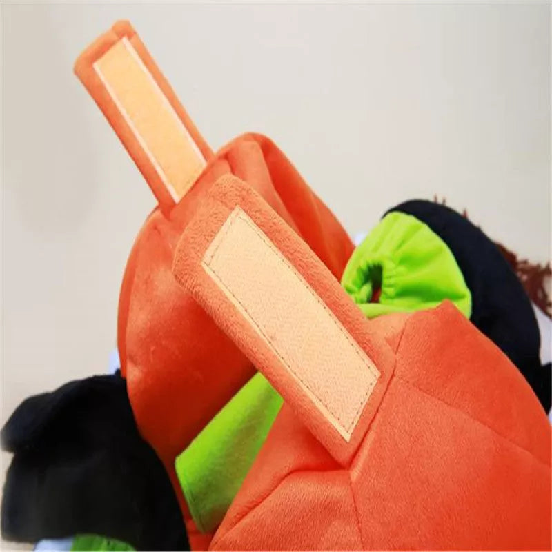 Orange pumpkin Halloween costume for dogs with adjustable Velcro, sizes S to XXL
