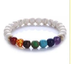 Natural Stone Colorful Bracelet with 8mm beads and 19cm inner circumference
