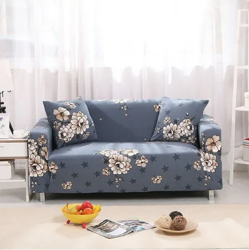 Stretch sofa cover in polyester spandex with elastic fit for 1 to 4 seater sofas, machine washable