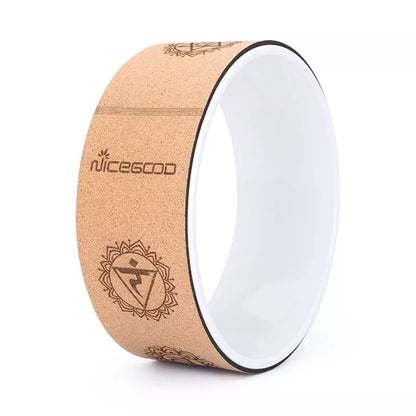Eco-friendly Cork Yoga Wheel for yoga practice, 32cm diameter, natural cork and rubber construction