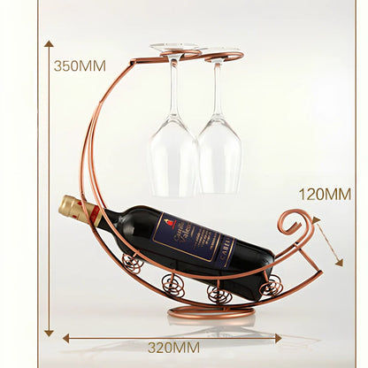 Stainless steel wine rack measuring 320mm wide with wine bottle storage