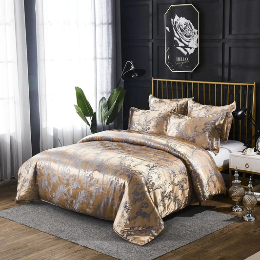 Three-piece bedding set with reactive dyed polyester in blue, gold, grey, pink, purple, or white for UK bed sizes