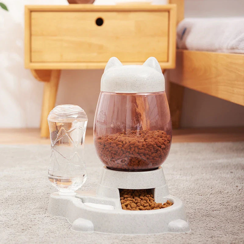 Automatic 2-in-1 Pet Feeder and Waterer with Gravity-Powered Design, Removable Lid, and Durable Non-Slip Base