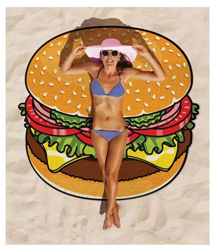 Cotton pareo scarf with fun food prints in various colors for sun protection