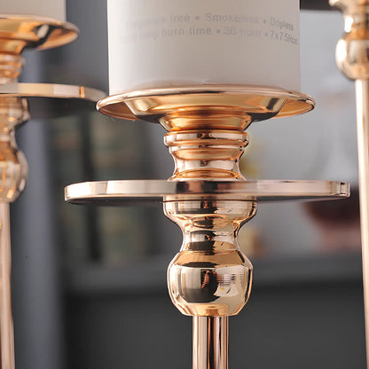 Champagne electroplated metal candlestick with 12cm diameter, French king colour, 8cm candle base