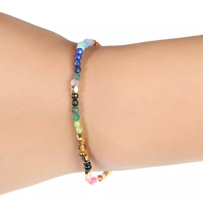 12 Constellations Seven Chakras Agate Bracelet with alloy inlaid gems in ethnic style