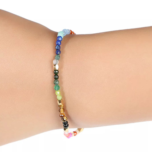 12 Constellations Seven Chakras Agate Bracelet with alloy inlaid gems in ethnic style