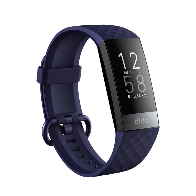 Black smart bracelet with 1.1-inch screen for health monitoring, worn on wrist