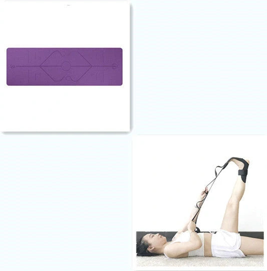 Premium non-slip yoga mat with printed alignment lines for improved form and stability during yoga practice