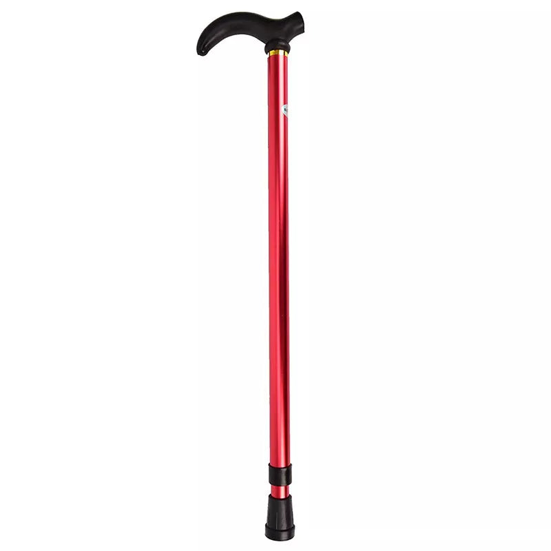 Adjustable aluminum telescopic walking stick with rubber tips in multiple colors