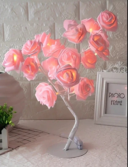 LED simulation small flower tree lamp with warm light illumination in White pink colour option