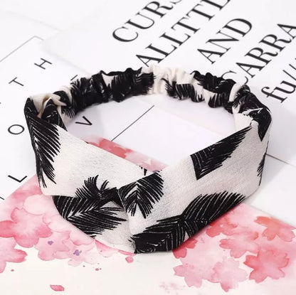 Women's retro style printed headband with elastic free size in various colors