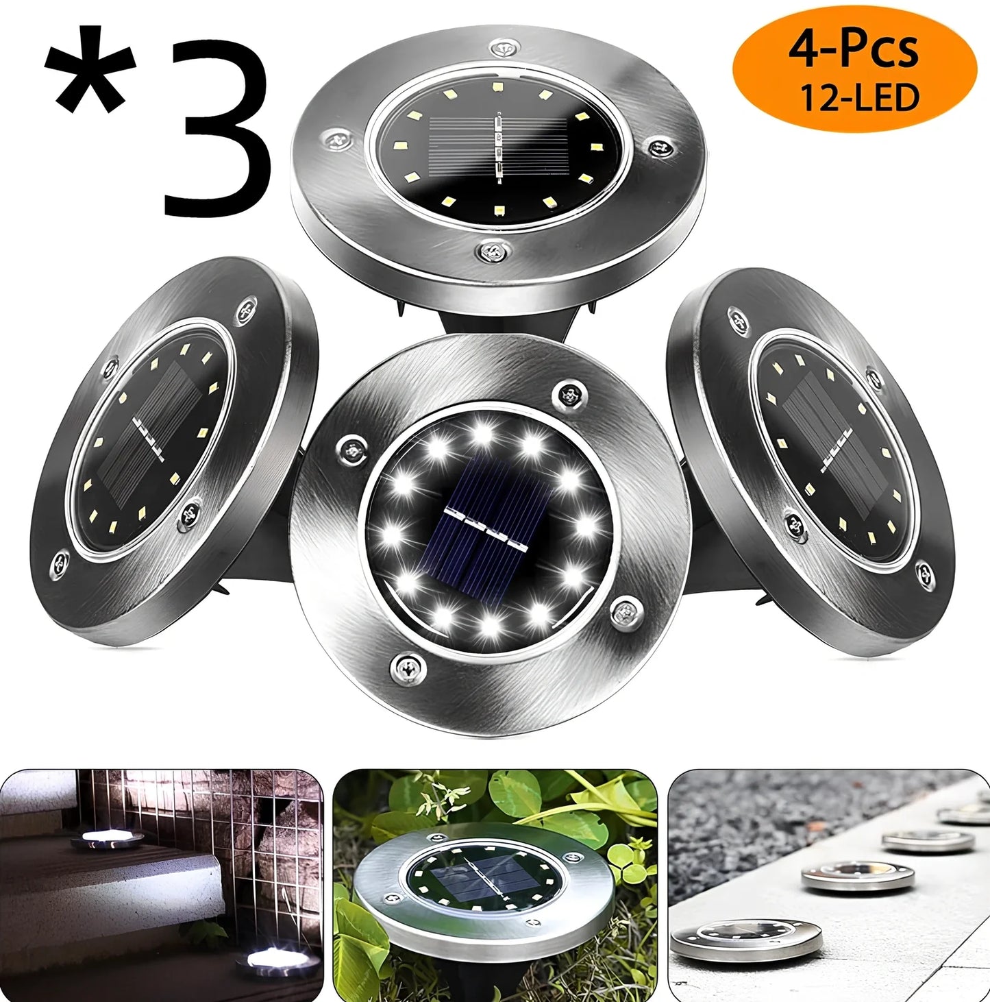 8LED waterproof solar garden light with weatherproof housing and solar panel