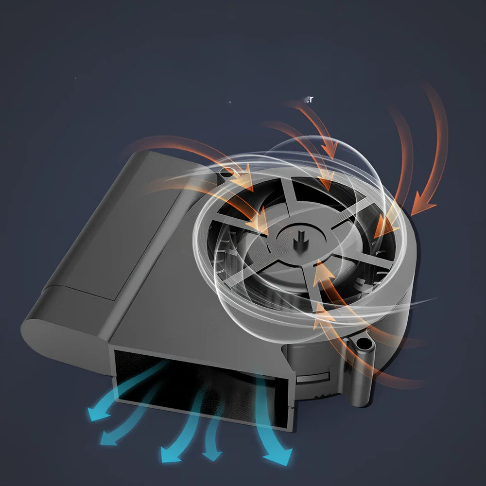 Black electronic ashtray purifier measuring 18x18x7.3cm with negative ion technology and USB charging