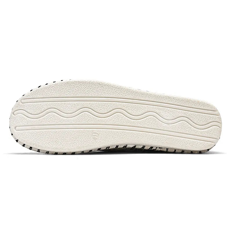 Men's black and beige cloth casual summer shoes with round toe design