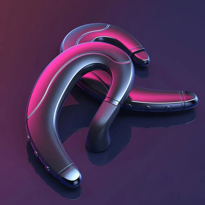 Single ear Bluetooth earphone for driving in black, blue, or red colour.