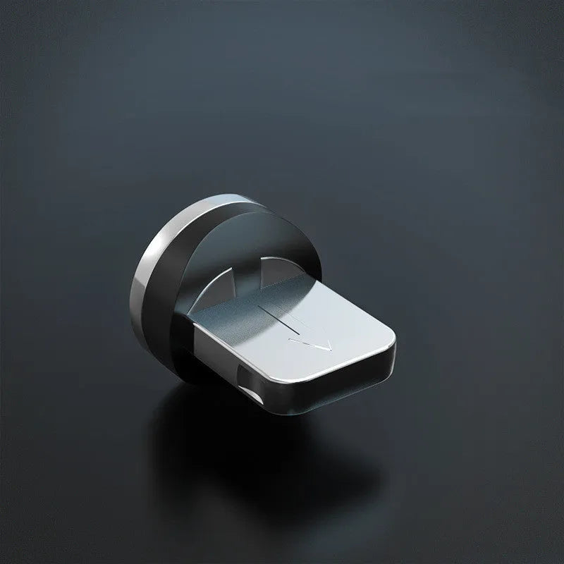Magnetic data cable with breathing light indicator in multiple colours, showing Apple, Android and USB-C magnetic head options