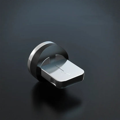 Magnetic data cable with breathing light indicator in multiple colours, showing Apple, Android and USB-C magnetic head options