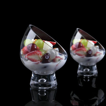 Diagonal Salad Cup with gold-edged rim and heat-resistant glass material