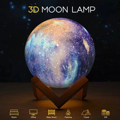 Dazzling Galaxy Moon Lamp with 3D Lighting Effects and Remote Control