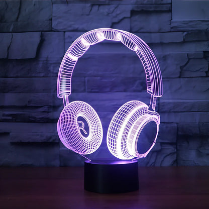 Stereo earphone design table lamp with acrylic shade and touch controls in multiple colour options