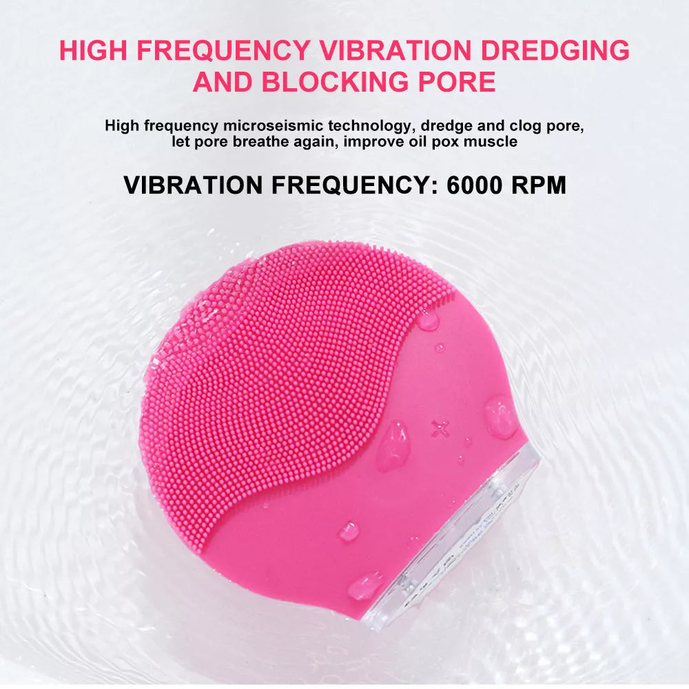 Electric waterproof silicone facial cleansing brush with USB charging in various colors