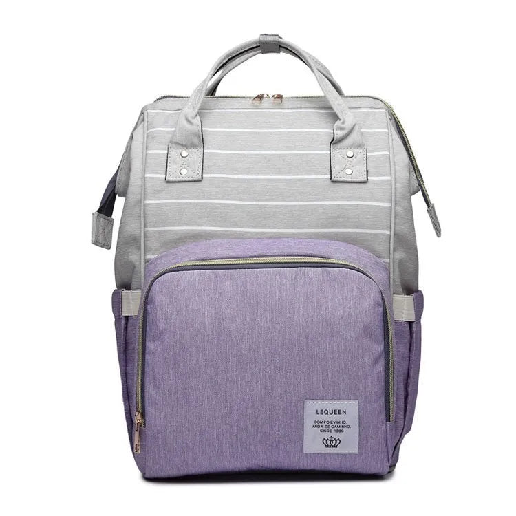 Oxford maternity nappy bag with 16-20L capacity, anti-theft design, bottle area, and multiple colour options