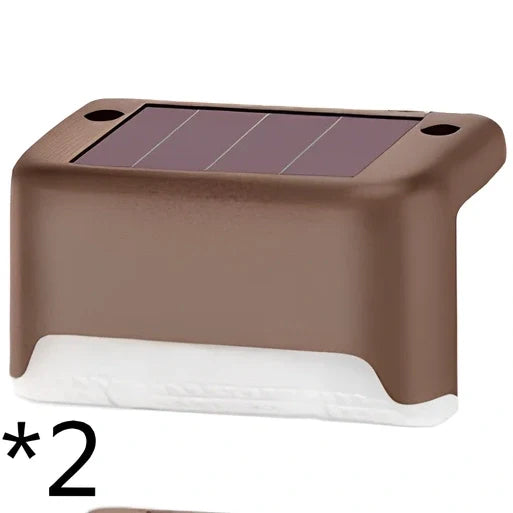 Coffee-coloured solar step light with amorphous silicon panel for outdoor staircase and garden illumination