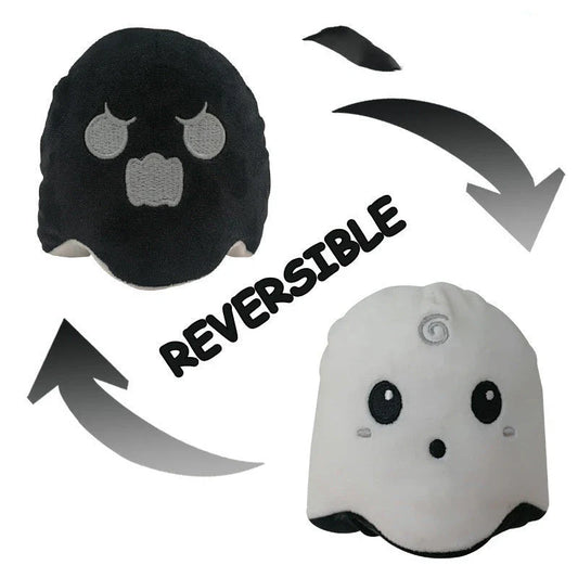 Reversible plush octopus stuffed toy with a unique flip design that transforms it from an octopus to a ghost
