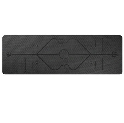 Premium non-slip yoga mat with printed alignment lines for improved form and stability during yoga practice