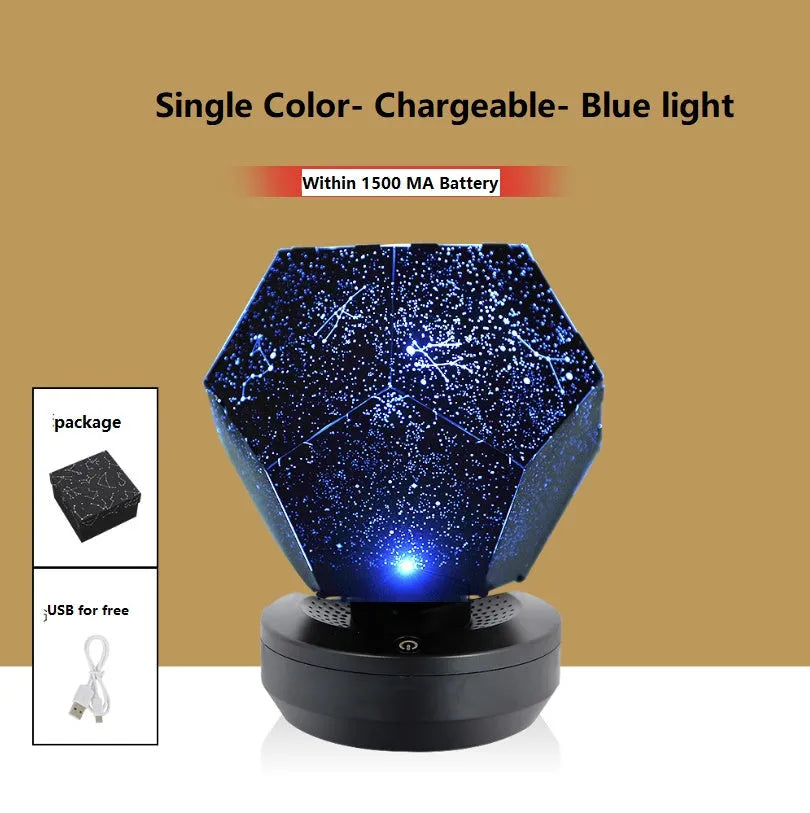 LED starry sky projector night lamp projecting constellation patterns on bedroom ceiling with remote control