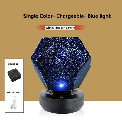 LED starry sky projector night lamp projecting constellation patterns on bedroom ceiling with remote control