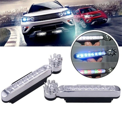 Wind-powered LED daytime running lights for cars and motorcycles in colorful, white, and blue options