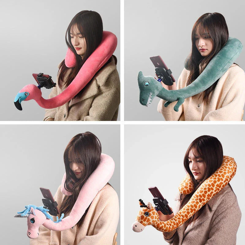 Cozy U-Shaped Pillow with Soft Velvet Covering and Honeysuckle Filling Provides Plush Comfort and Hands-Free Phone Holding