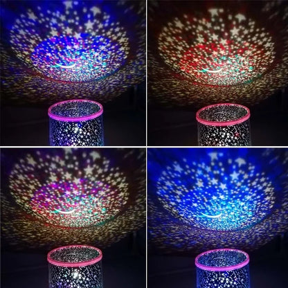 Round pink and purple starry sky LED night light with battery operation