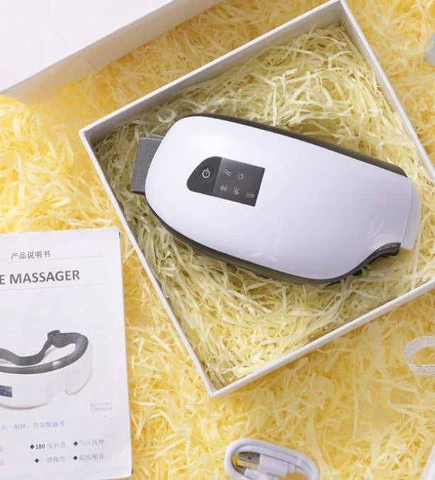 Bluetooth Eye Massager with Hot Compress, Air Pressure Massage, and Soothing Music for Relaxation and Eye Care