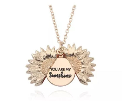 Sunflower Double Lettering Necklace in ancient gold, silver, and rose gold with adjustable chain