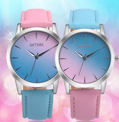 Retro Rainbow Analog Quartz Watch for Women with waterproof feature and vibrant colors