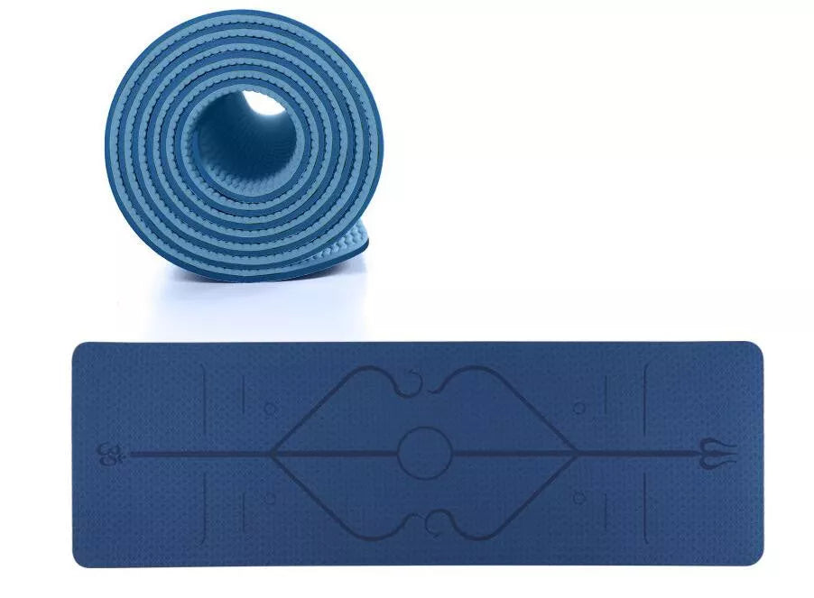 Women's TPE Yoga Mat with non-slip surface in stripe pattern, available in multiple colors and thicknesses
