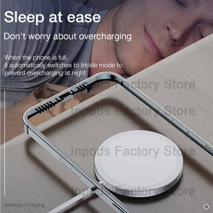 Magnet Safe Fast 15W Wireless Charger for iPhone 12 Pro Max in Silver