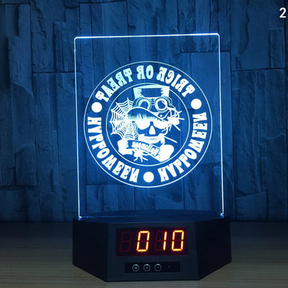 Blue dolphin-shaped table lamp with glowing 3D design and remote control on wooden surface