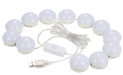 LED vanity mirror light kit with 6000K daylight bulbs, smart touch dimmer and adjustable length, 10 or 12 bulbs